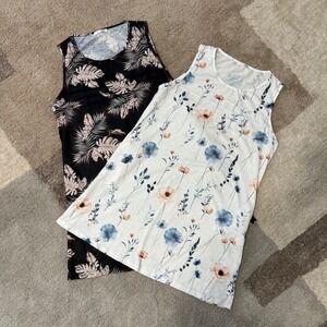 Ekouaer Womens Dress Cover Up 2 Pack Floral Palm Leaf Sleeveless L Black White